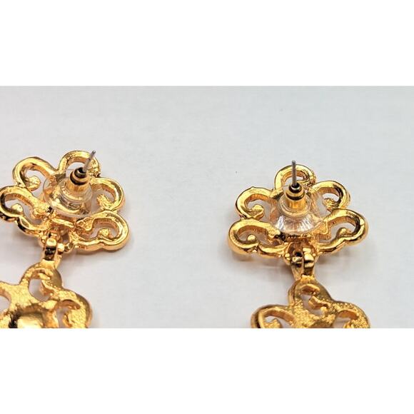 Kenneth Jay Lane KJL Couture Chandelier Statement Runway Orange Gold Earrings - Picture 8 of 9